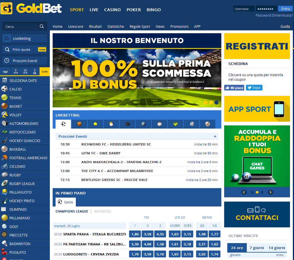 Accessibilità Goldbet: Sistema di scommesse e casinò online